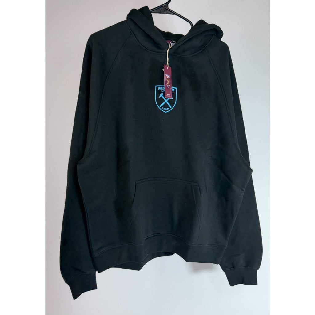 West Ham United FC Oversized Pullover Hoodie Black Graphic Men's Size M NWT