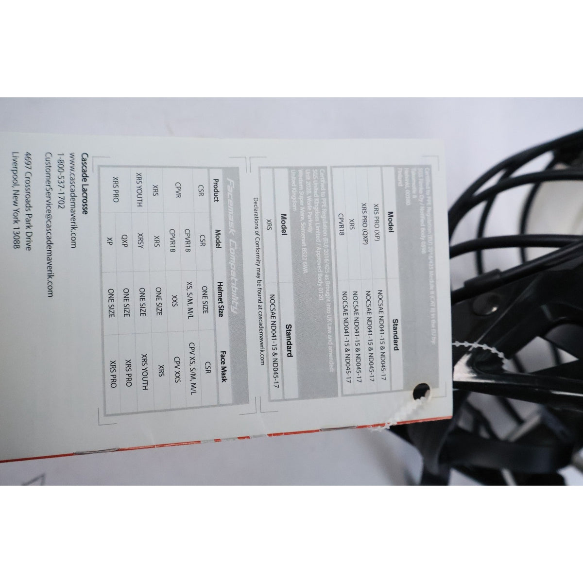 Cascade CPV-R Lacrosse Helmet White S / M - Youth /Adult – 21.5-23” NWT