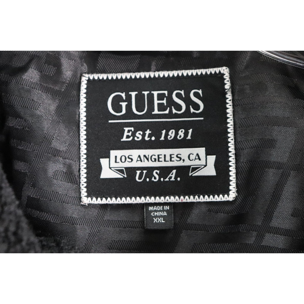 GUESS Mens Ren Bonded Faux Sherpa Jacket, Jet Black Multi, XXL