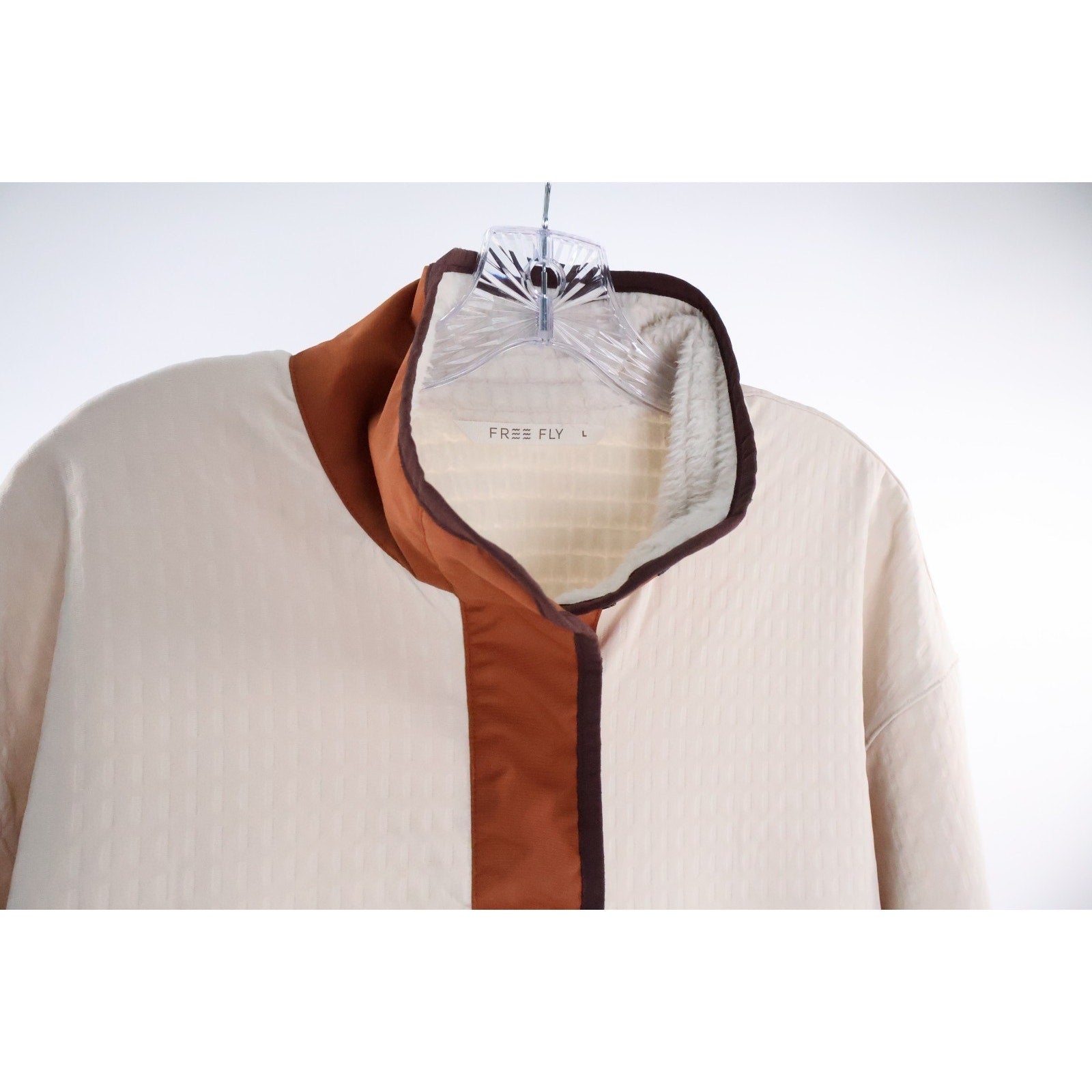Free Fly Apparel Women's Gridback Fleece Snap Pullover Stone Size Large $148 Rea
