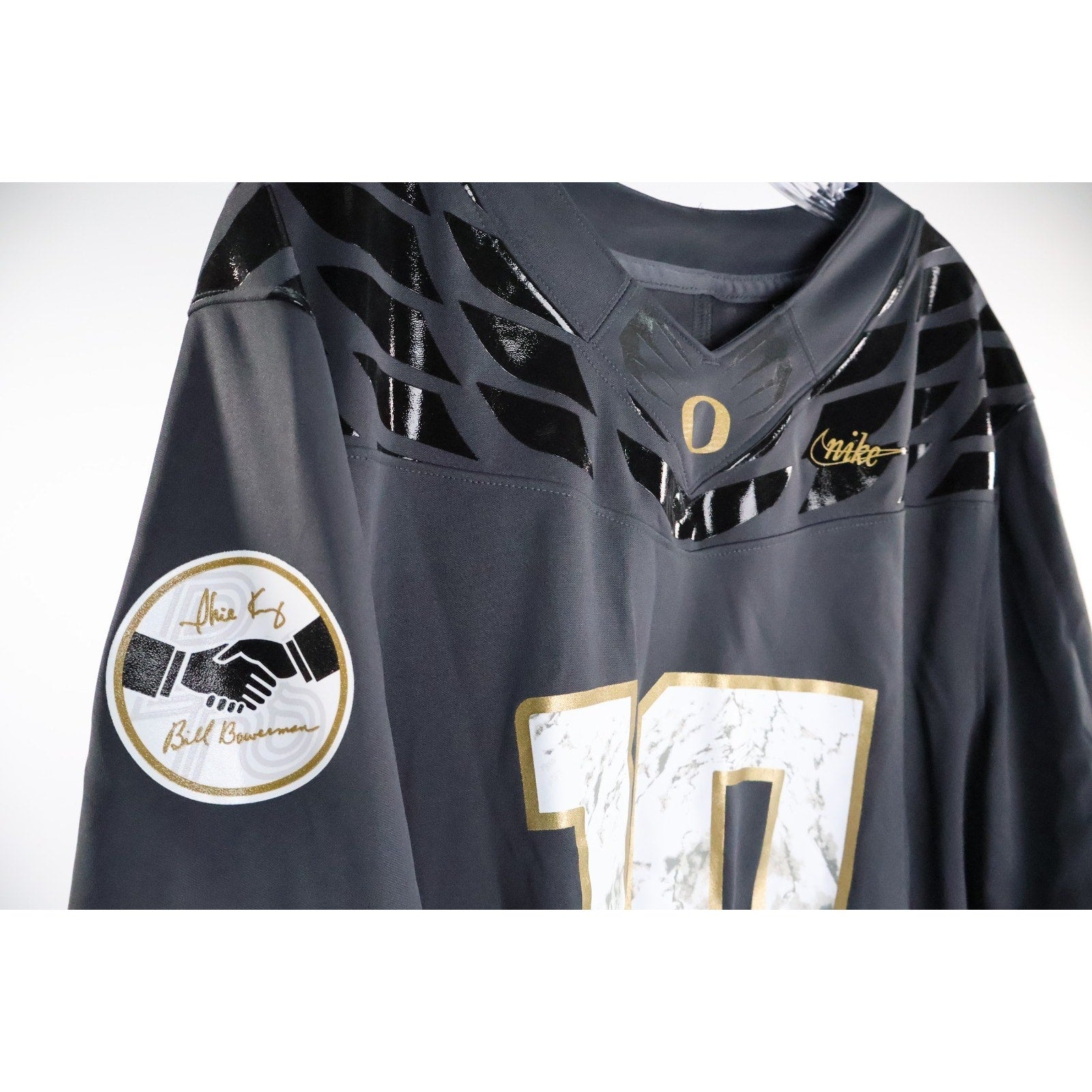 Nike Oregon Ducks Herbert #10 Anthracite Shoe Duck Football Jersey Size L Read