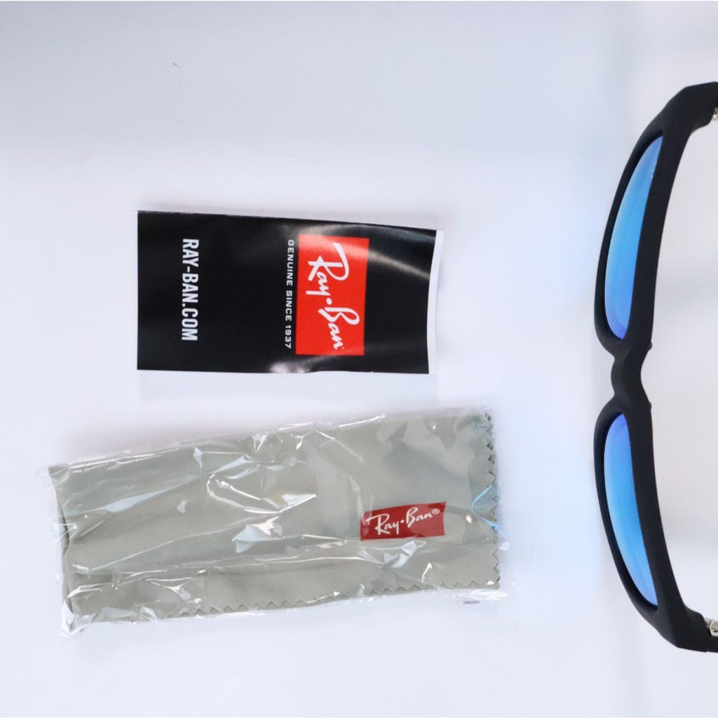 Ray-Ban Justin Color Mix Matte Rubber Black / Blue Mirror 54 mm Sunglasses
