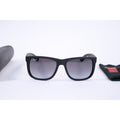 Ray-Ban JUSTIN RB4165 601/8G 54-16 Sunglasses Dark Grey Matte Rubber Black New