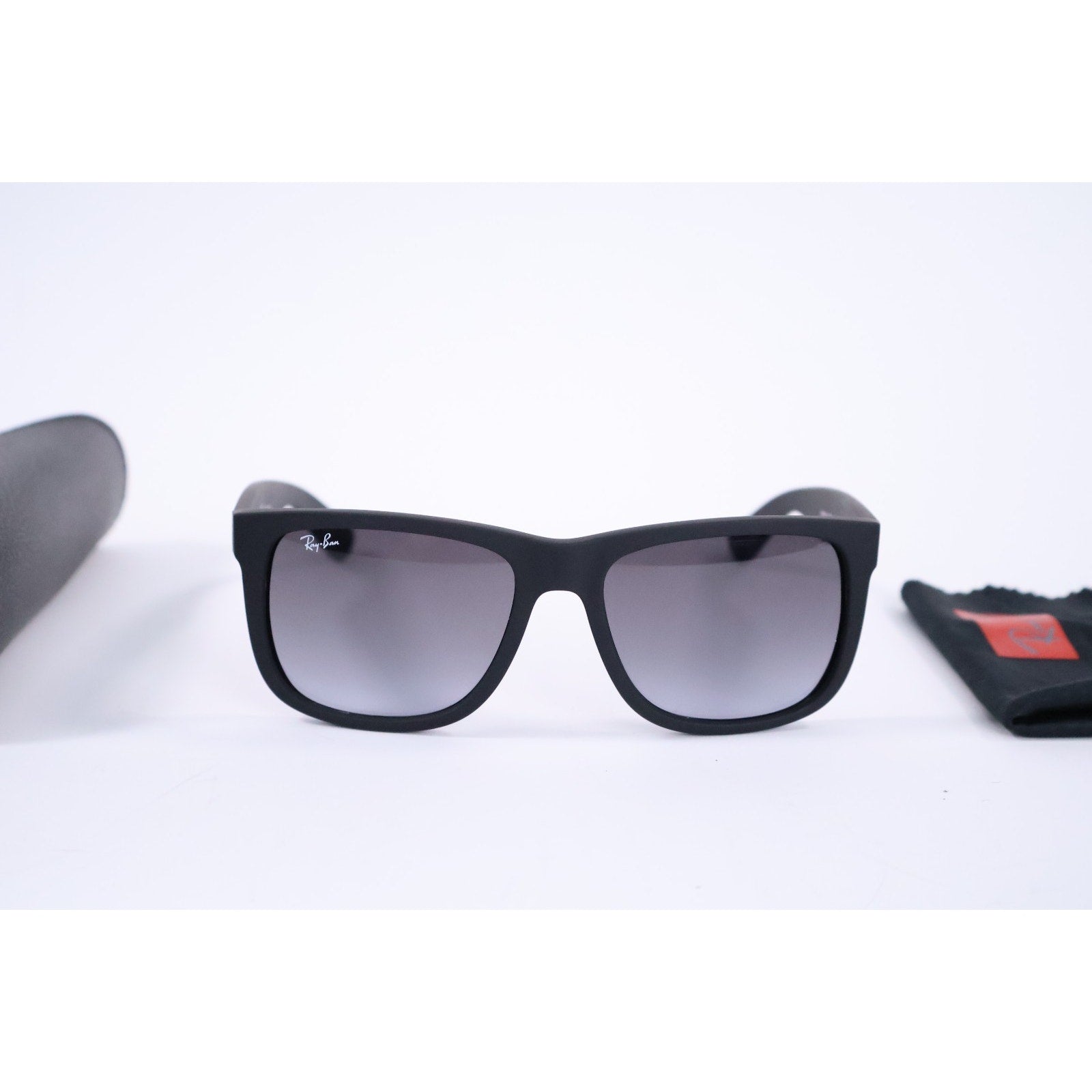 Ray-Ban JUSTIN RB4165 601/8G 54-16 Sunglasses Dark Grey Matte Rubber Black New