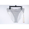 CALIA Womens Mid Rise Wide Banded Bikini Bottom High Leg Coastal Stripe White M