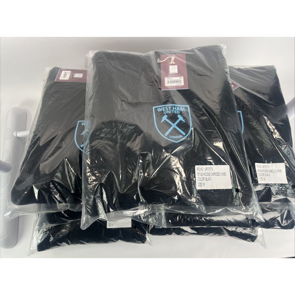 West Ham United FC Oversized Pullover Hoodie Black Graphic Men's Size M NWT $90