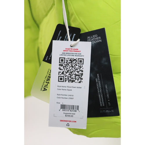 $299 NWT Obermeyer Klaus Down Jacket Men's Large Winter Jacket 800 FP