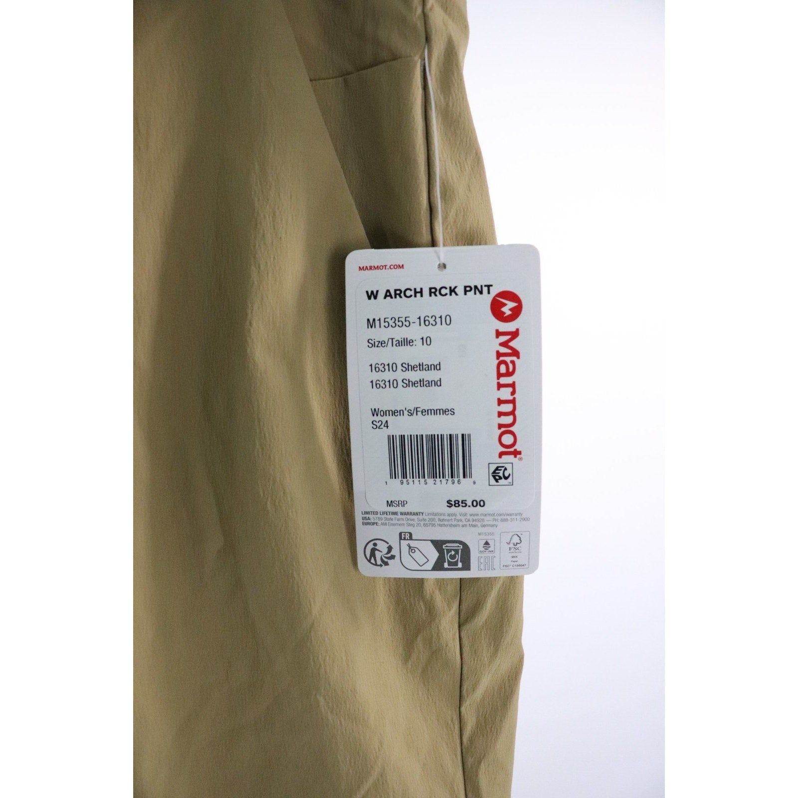 Marmot Arch Rock Pants Women's Size 10 Shelter Tan Hiking Outdoor MSRP $85