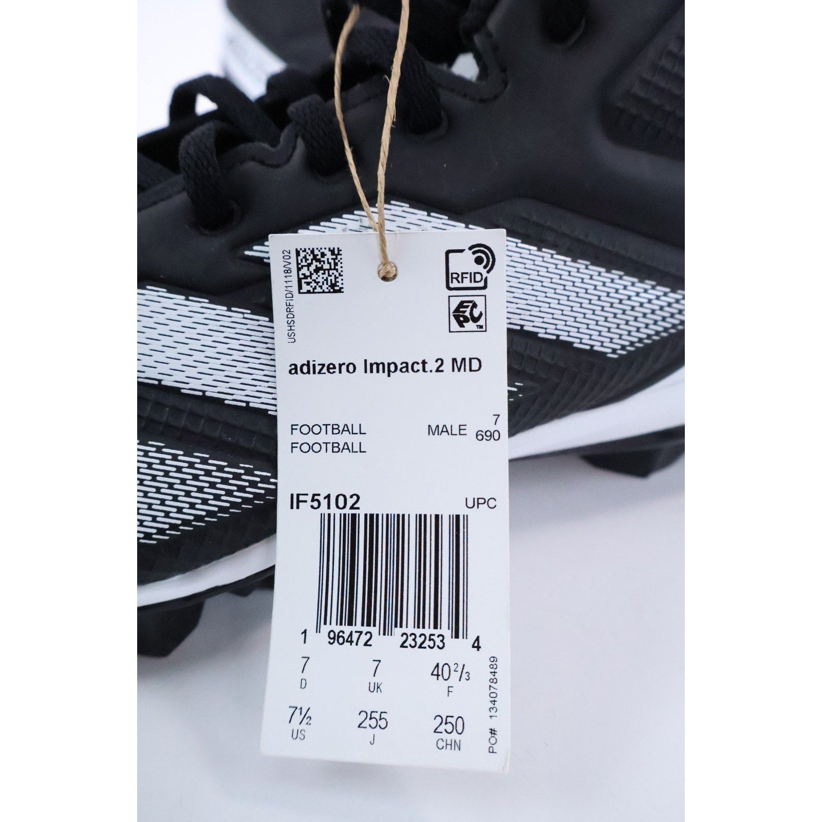 Adidas Adizero Impact.2 Football Cleat Men's 7.5 Rubber Black/White IF5102 NEW