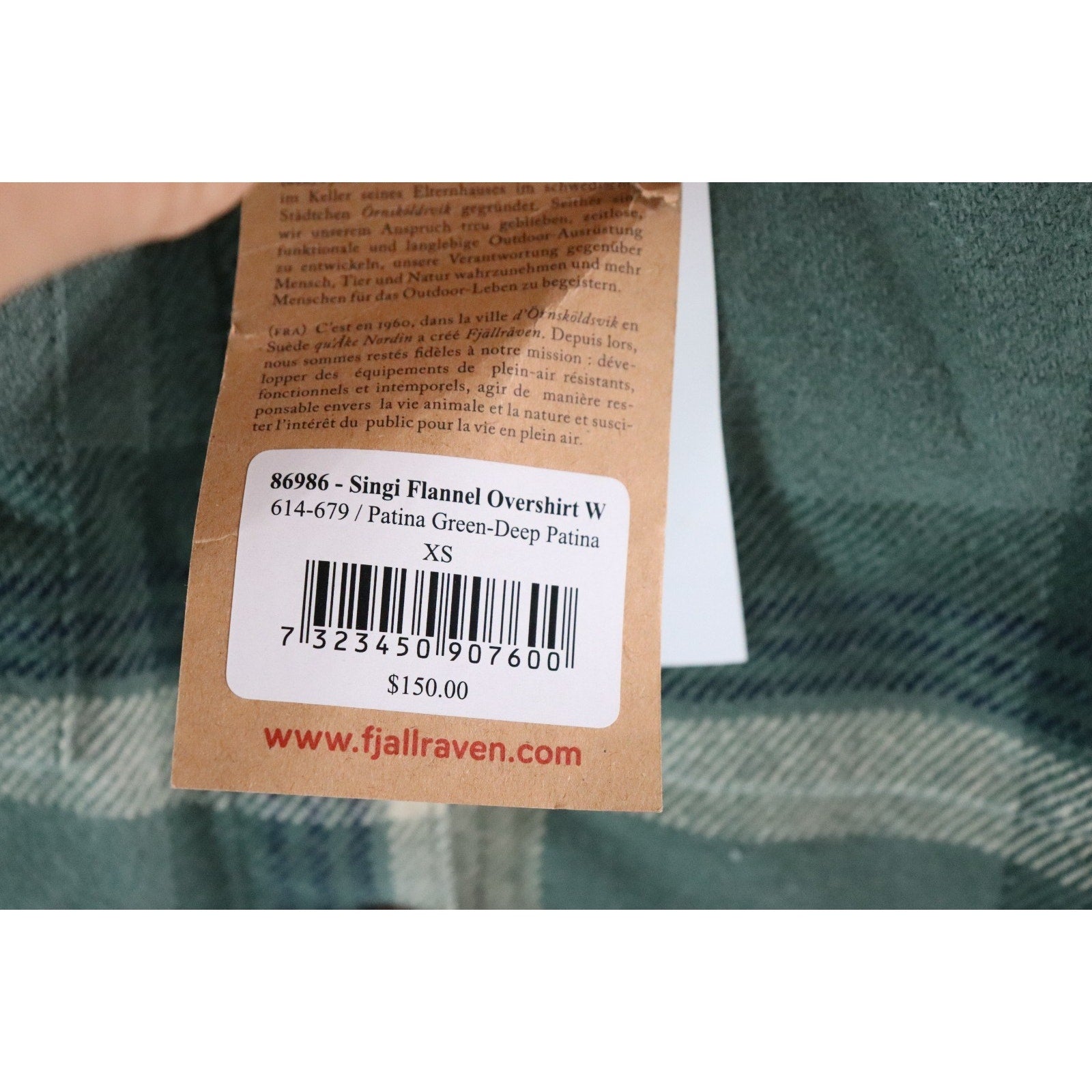 Fjallraven Singi Flannel Overshirt W Size XS Green-Deep Patina 86986 NWT