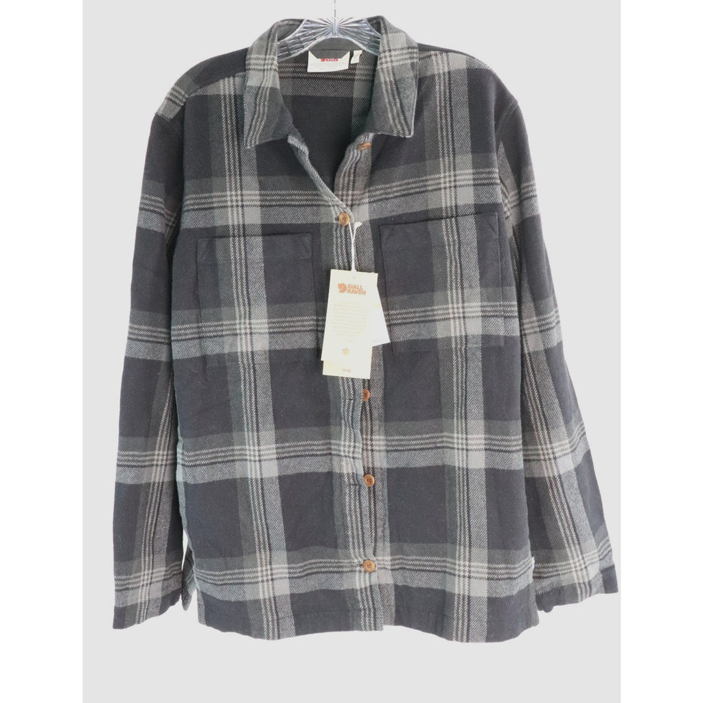 Fjallraven Singi Flannel Overshirt Women's Size S Black-Iron Grey 86986 NWT
