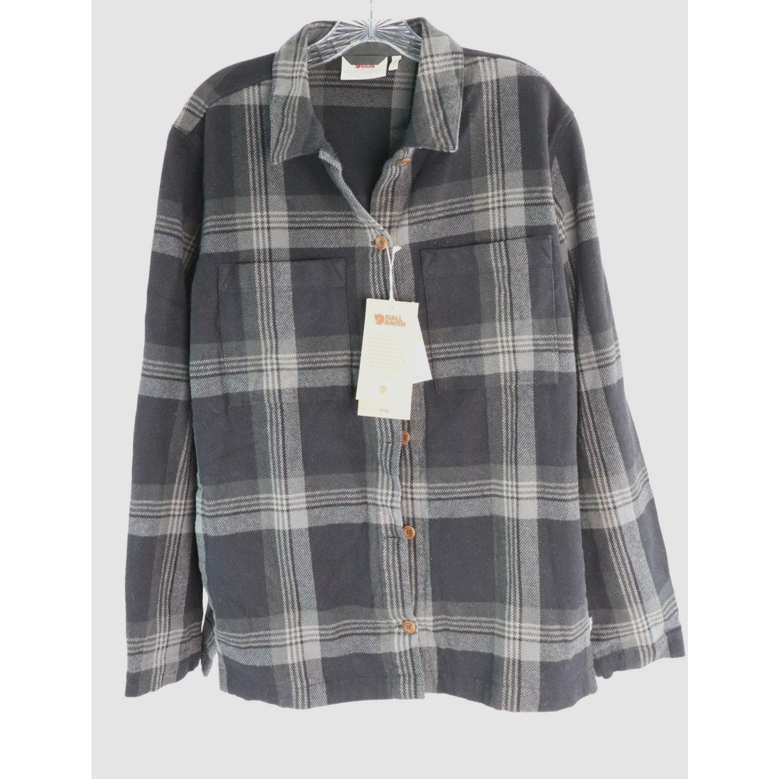 Fjallraven Singi Flannel Overshirt Women's Size S Black-Iron Grey 86986 NWT