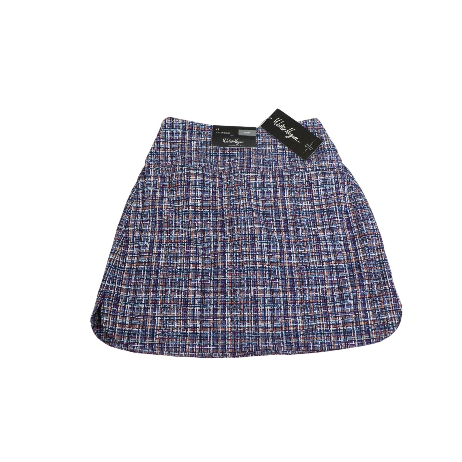 Walter Hagen Golf Skort Shorts 17" Sculpt Tweed Mid Blue Multi Pull On -XS