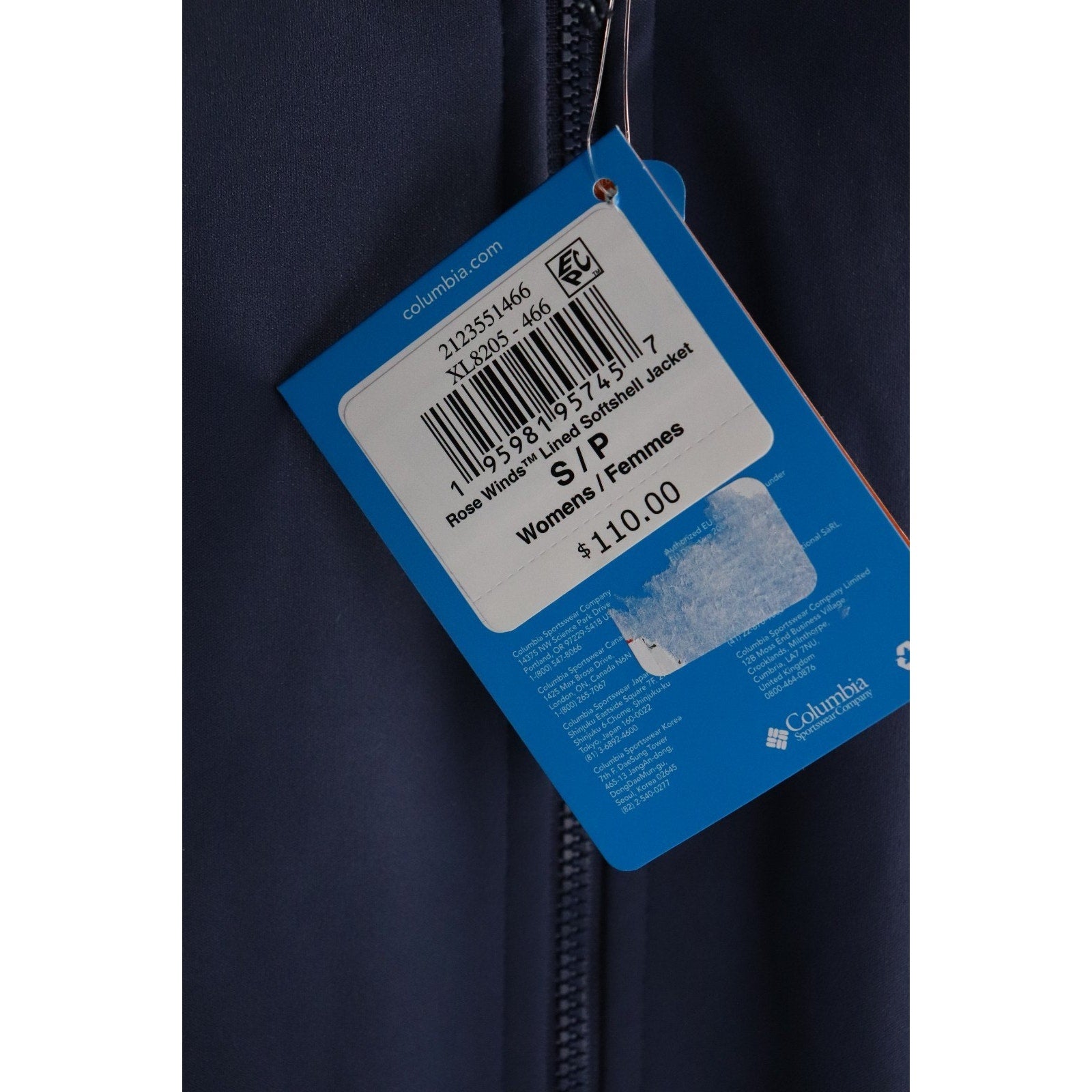 Columbia Rose Winds Softshell Hooded Jacket Women's S Blue FullZip Closure NWT