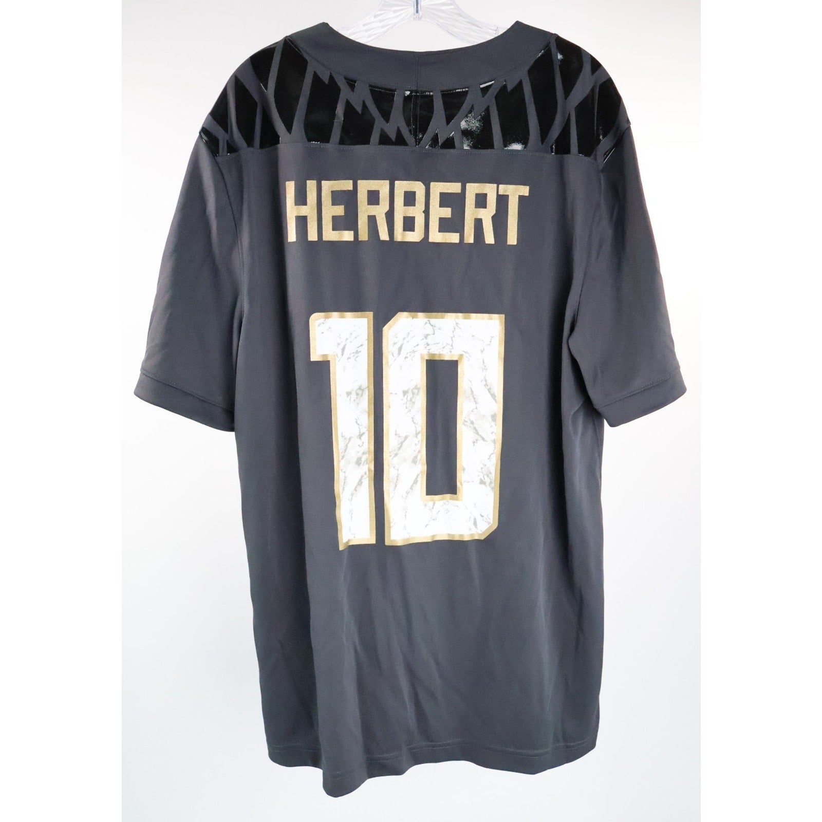 Nike Oregon Ducks Herbert #10 Anthracite Shoe Duck Football Jersey Size L Read