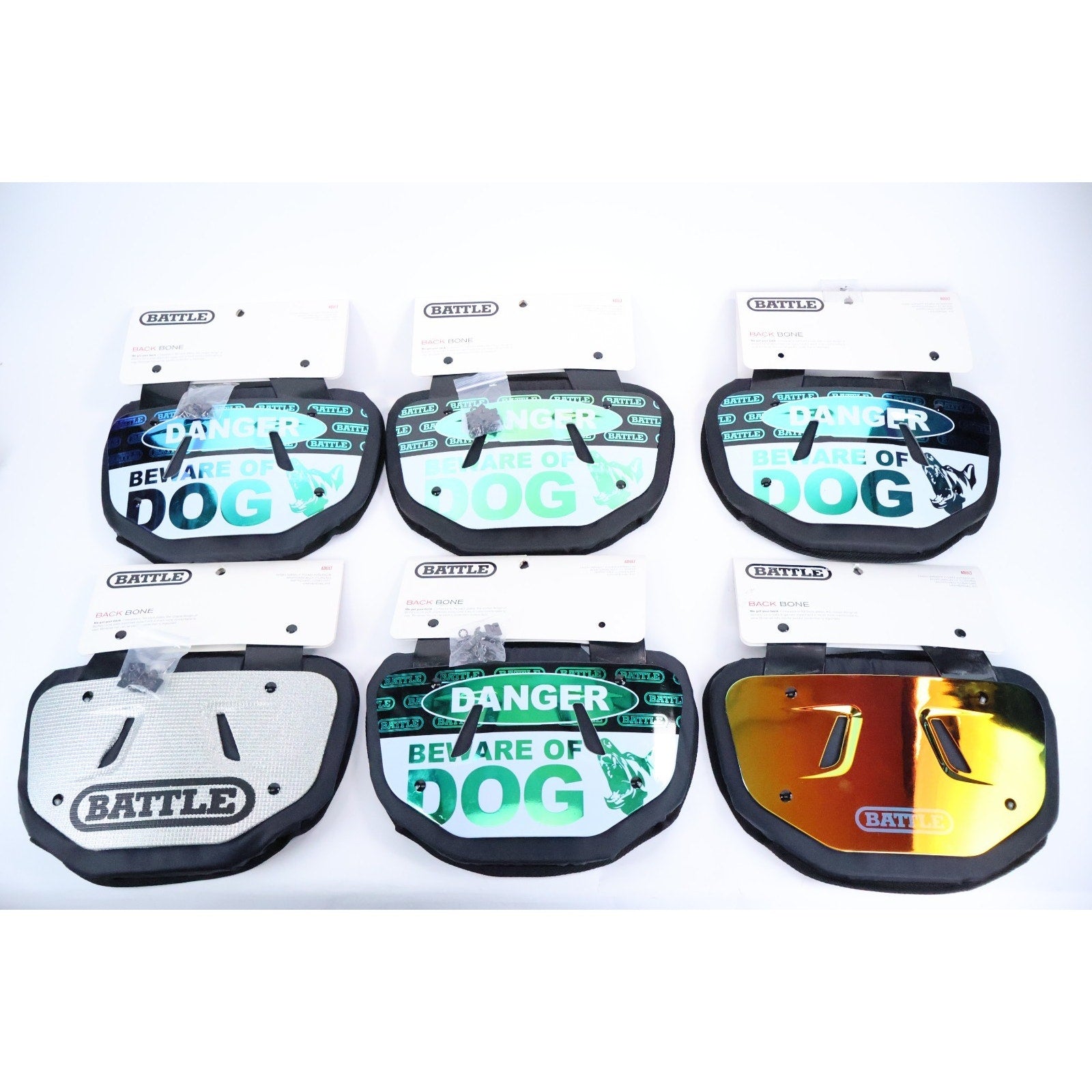 Lot Of 6 Adult Football Back Plate Battle Chrome & Diamonds NEW READ INV#215