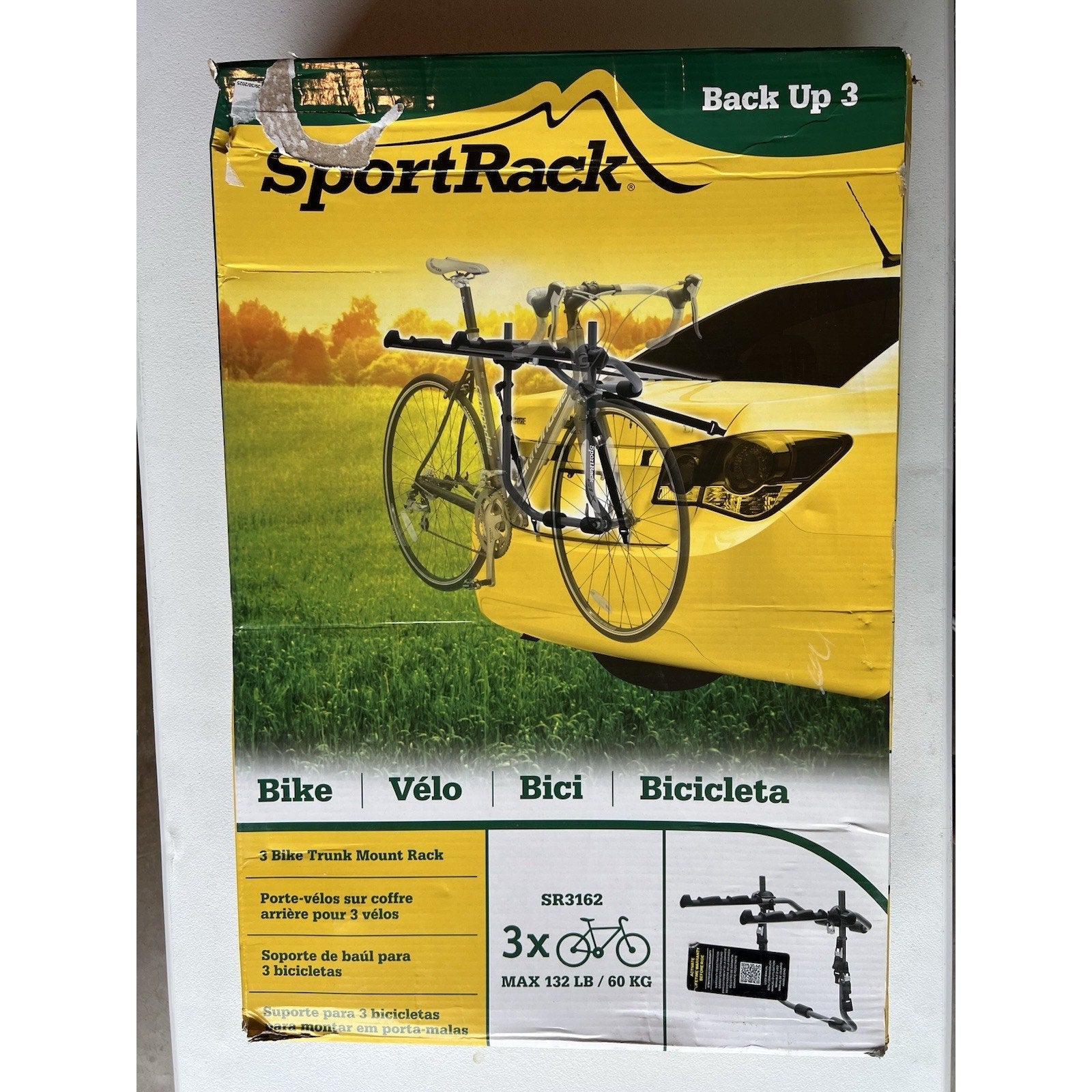 SportRack SR3162 Back Up 3 Bicycle Carrier Holds 3 Bikes Straps To Car Trunks