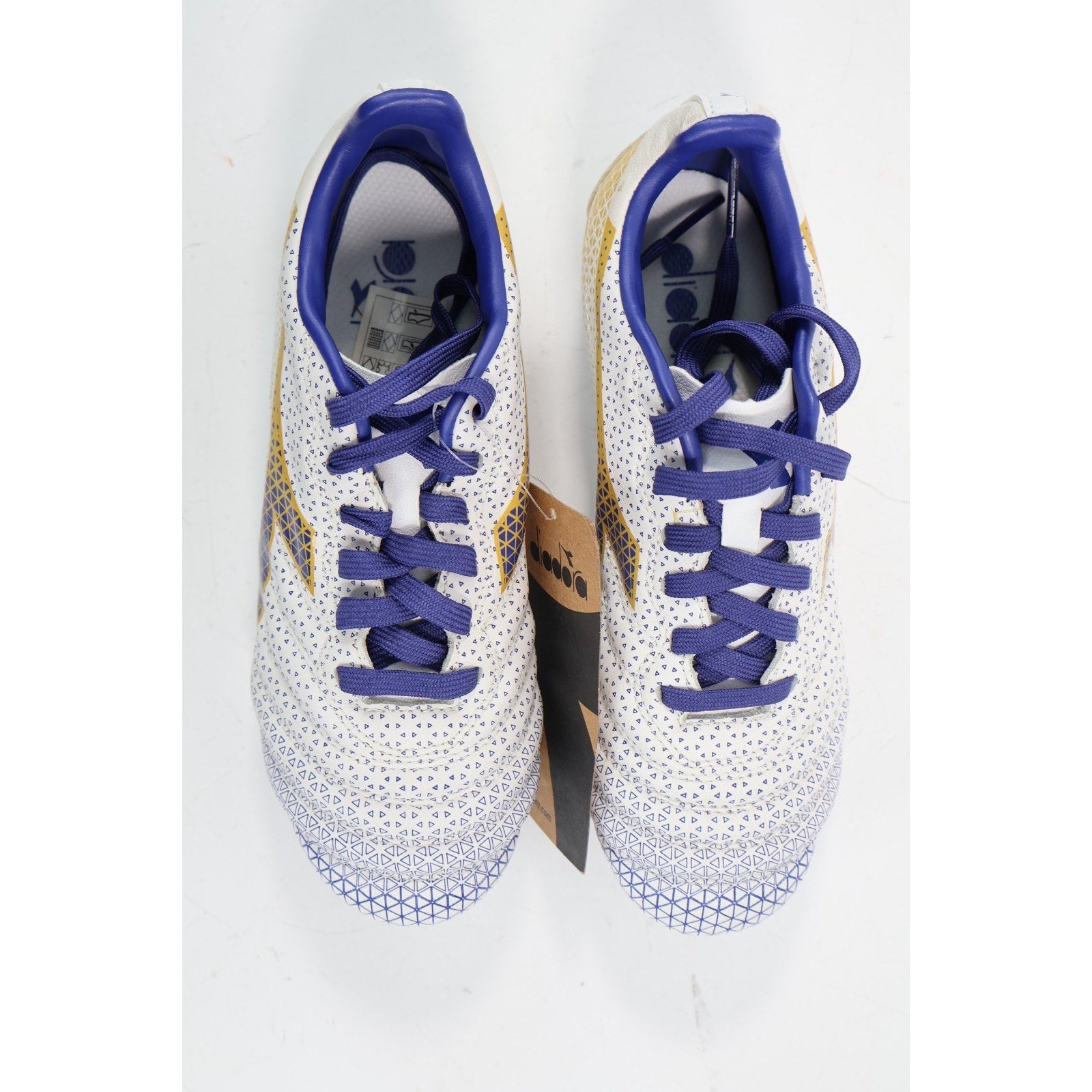 Diadora Brasil Elite GR LT Men's Size 4 White Blue Gold Soccer Cleats NEW Read