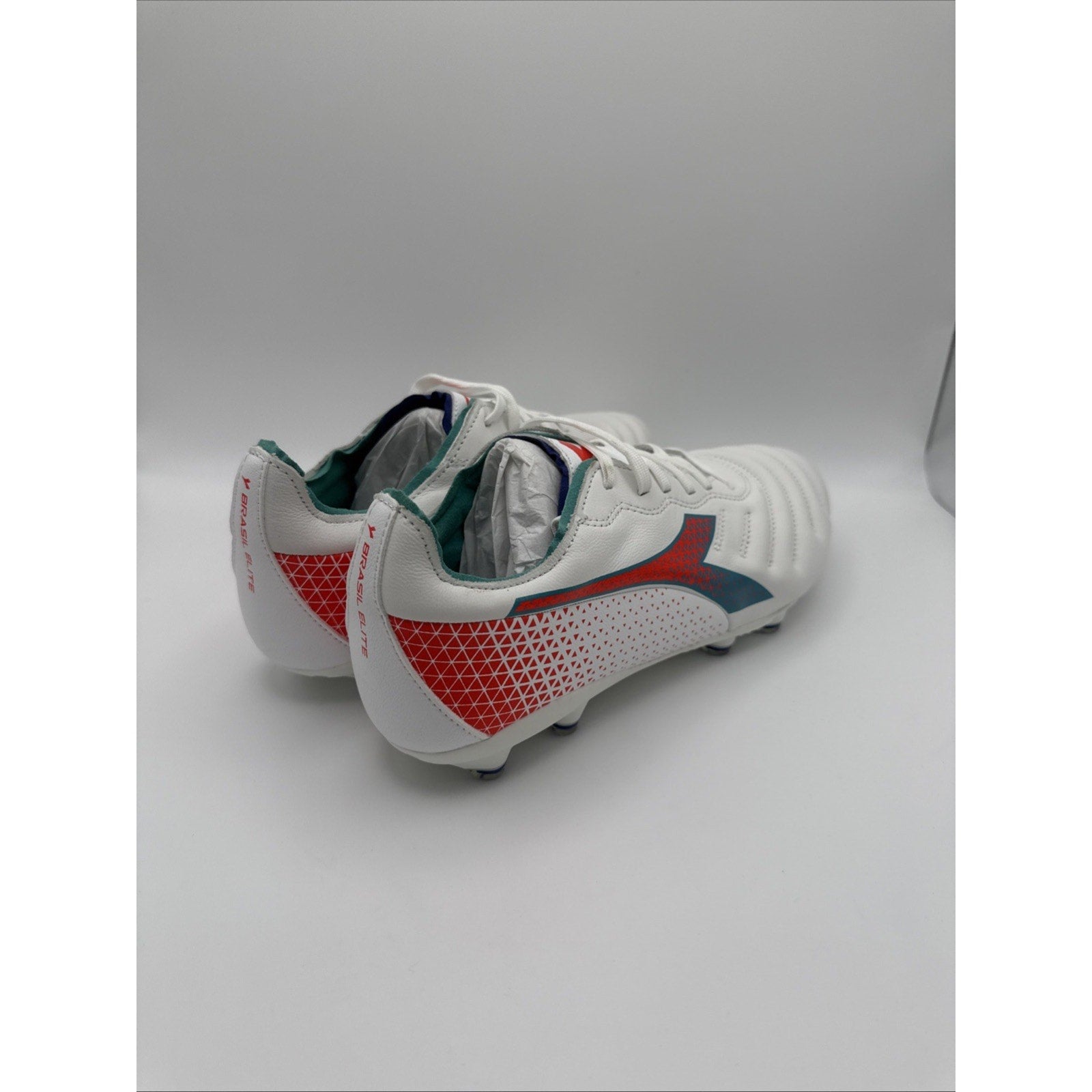 Diadora Brasil Elite GR LT W LP12 Size 8 Womens White Blue Red Soccer Cleats