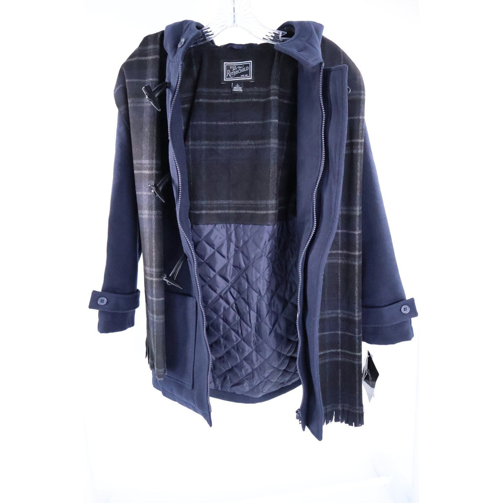 Rothschild Hooded Toggle Coat with Scarf - Navy - Size L 14 NWT
