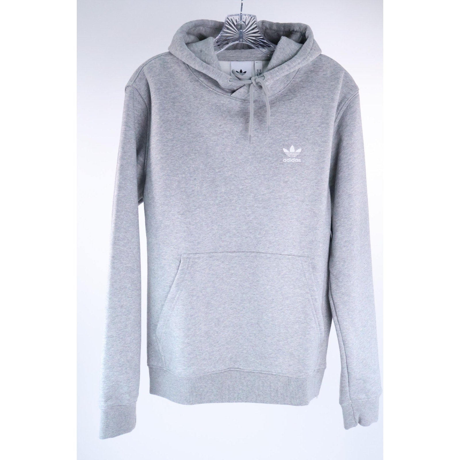 Adidas Men's Regular Size S Grey Essential Hoody Sweatshirt Trefoil IM4525 NWT