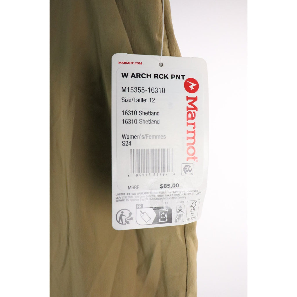 Marmot Arch Rock Pants Women's Size 12 Shelter Tan Hiking Outdoor MSRP $85
