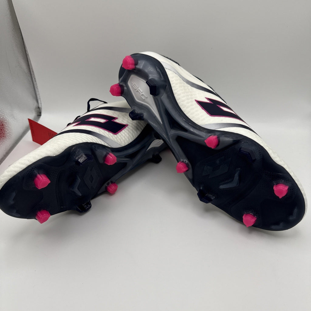 Lotto Maestro 100 IV FG Mens Soccer Cleats All White Navy Vivid Fuchsia Sz 10