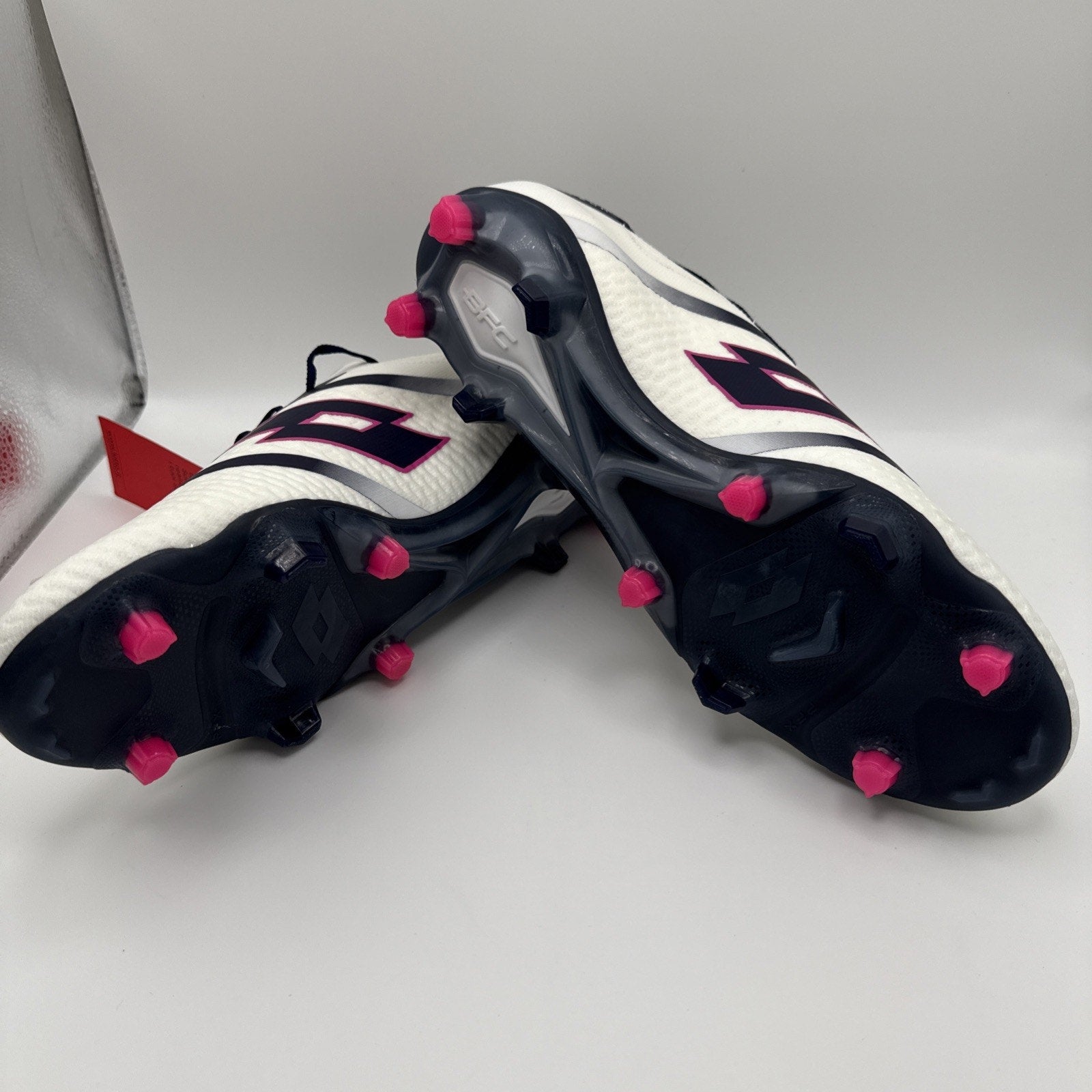 Lotto Maestro 100 IV FG Mens Soccer Cleats All White Navy Vivid Fuchsia Sz 10