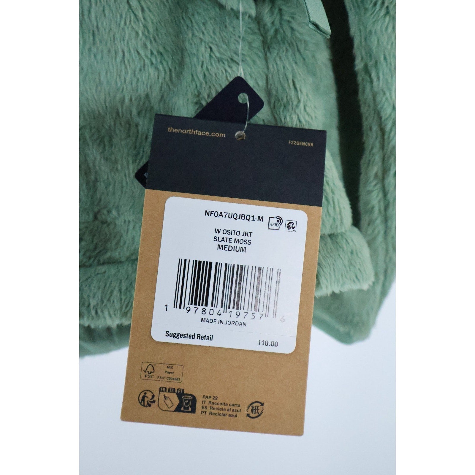 The North Face SLATE MOSS GREEN SOFT OSITO Zip Jacket Coat Women's Medium NWT