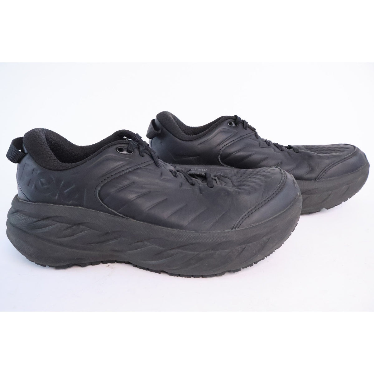 Hoka One One Bondi SR Women's Size 9 Black Leather Slip Resistant Shoes #196