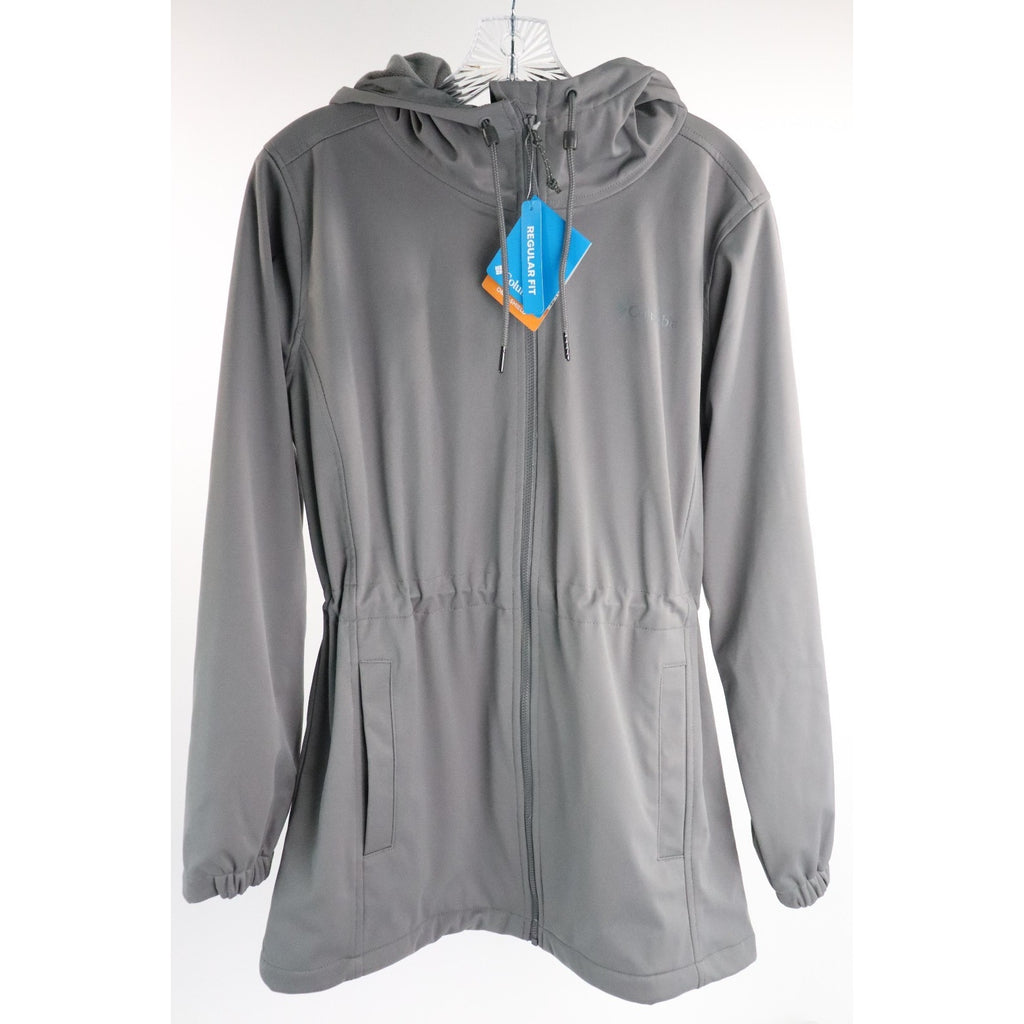 Columbia Rose Winds Softshell Hooded Jacket Women's L Gray Full-Zip Closure NWT