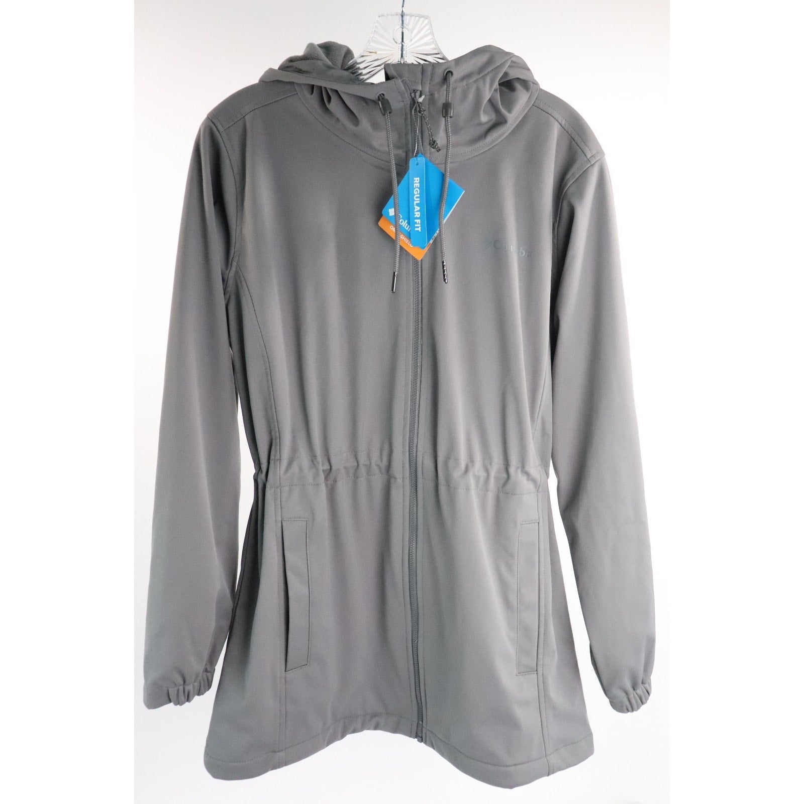 Columbia Rose Winds Softshell Hooded Jacket Women's L Gray Full-Zip Closure NWT