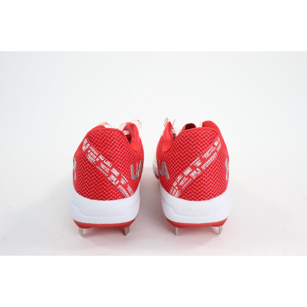 Under Armour Glyde 2 Metal Softball Cleats White Red 3026601-104 Women's 6.5 NEW