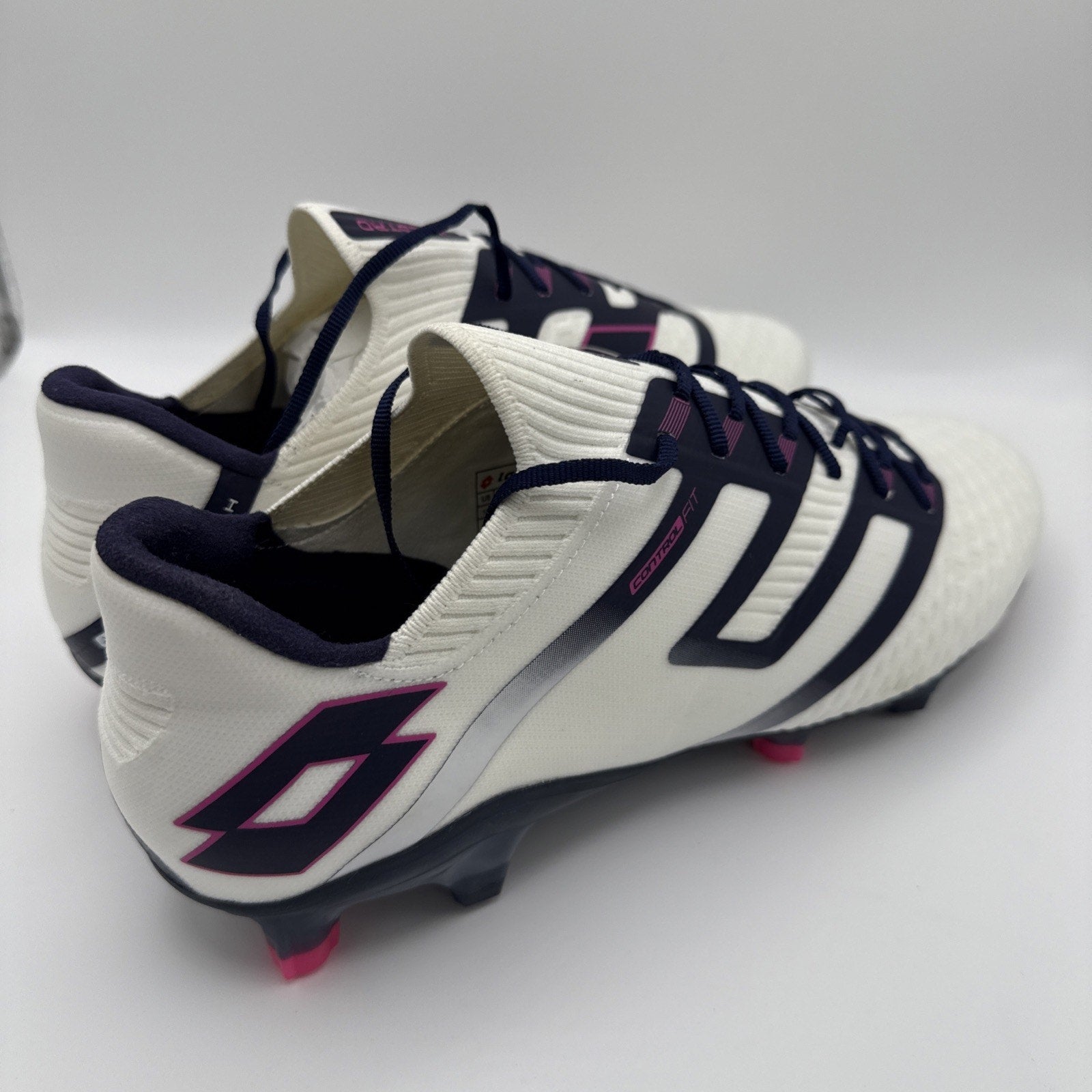 Lotto Maestro 100 IV FG Mens Soccer Cleats All White Navy Vivid Fuchsia Sz 10