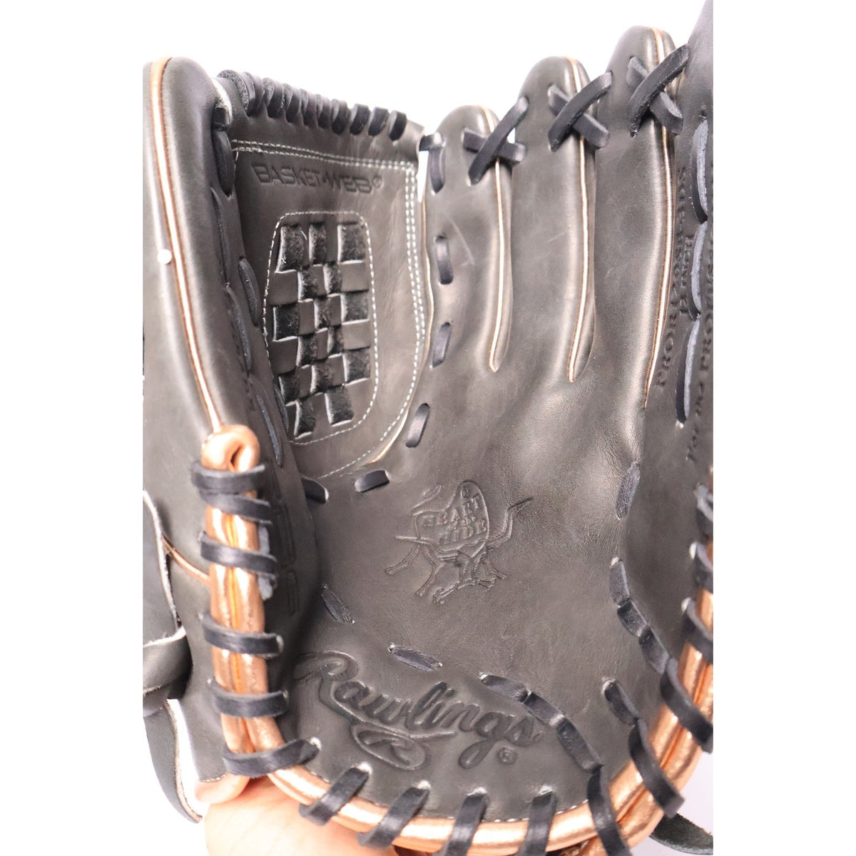 Rawlings Heart of the Hide 12"Softball Glove RHT Basket Web Black/Gold Excellent