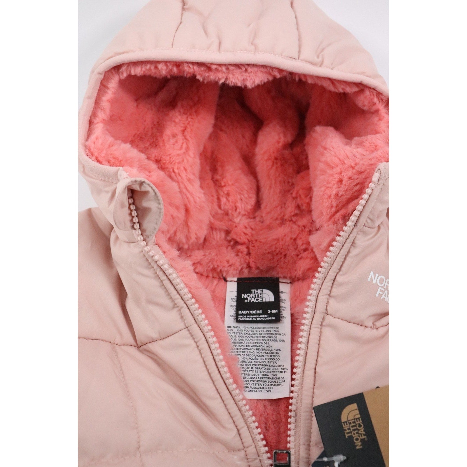 NORTH FACE REVERSIBLE SHASTA HOODED JACKET SIZE BABY 3 -6 NF0A88VV PINK MOSS NWT