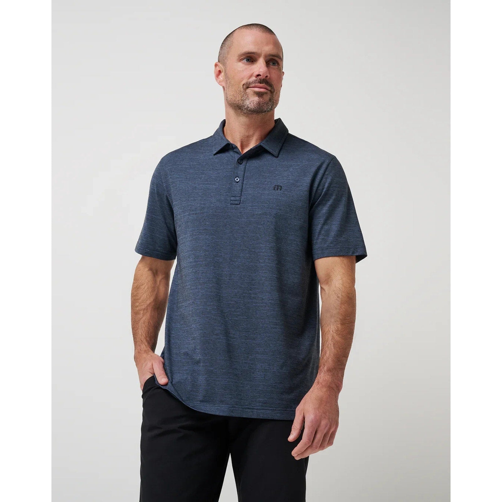 TravisMathew The Heater Polo Shirt Men's XXL Blue Performance Stretch Golf NWT