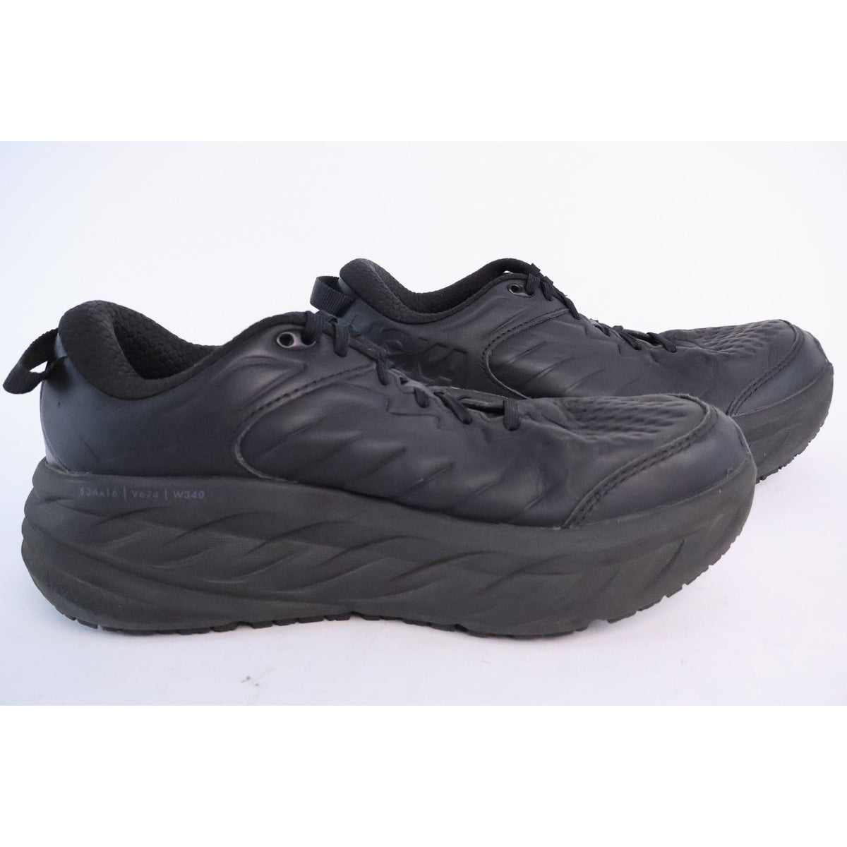 Hoka One One Bondi SR Women's Size 9 Black Leather Slip Resistant Shoes #196