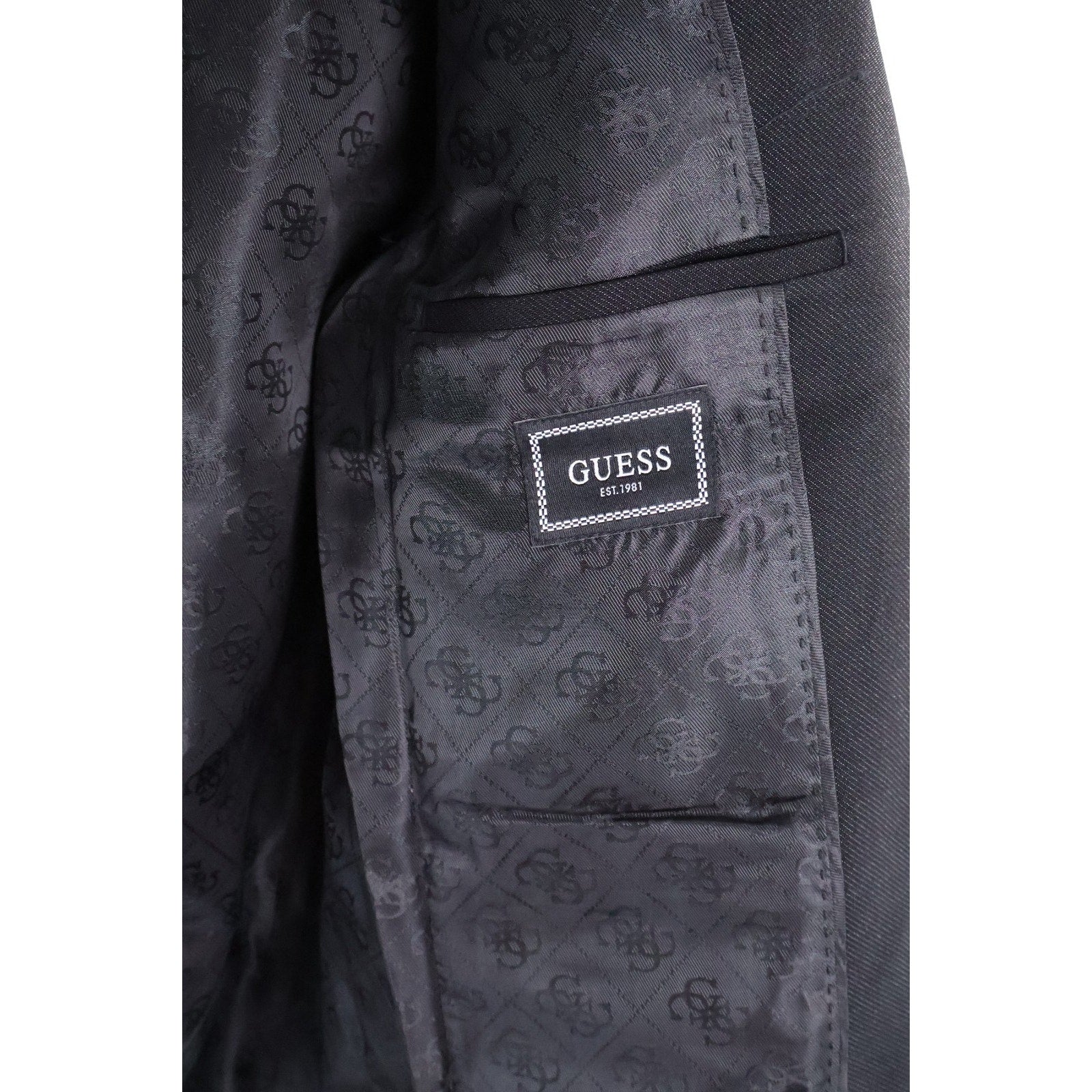Guess Men's Shimmer Twill Relaxed Fit Blazer - Jet Black Multi Size Small NWT