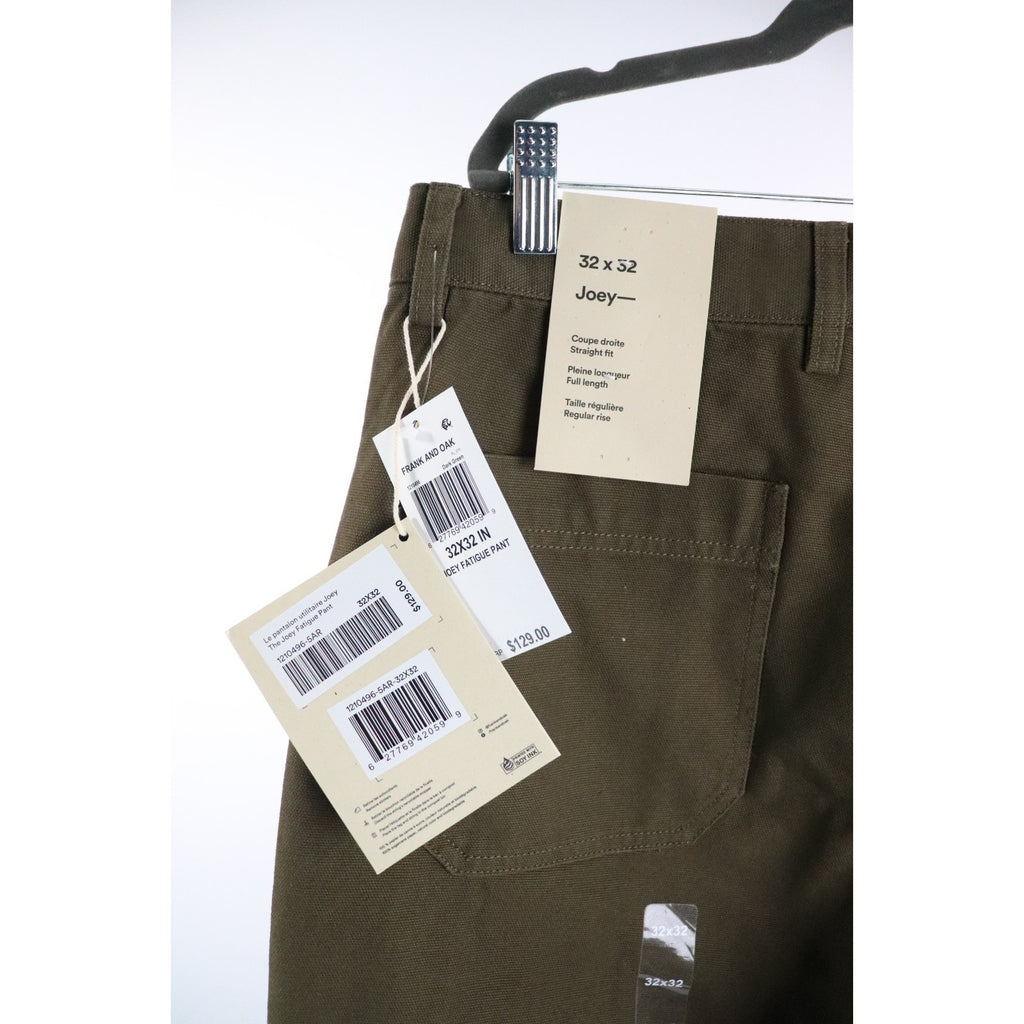 Frank and Oak Men’s NWT’s Joey Fatigue Pant In Green Size 32x32