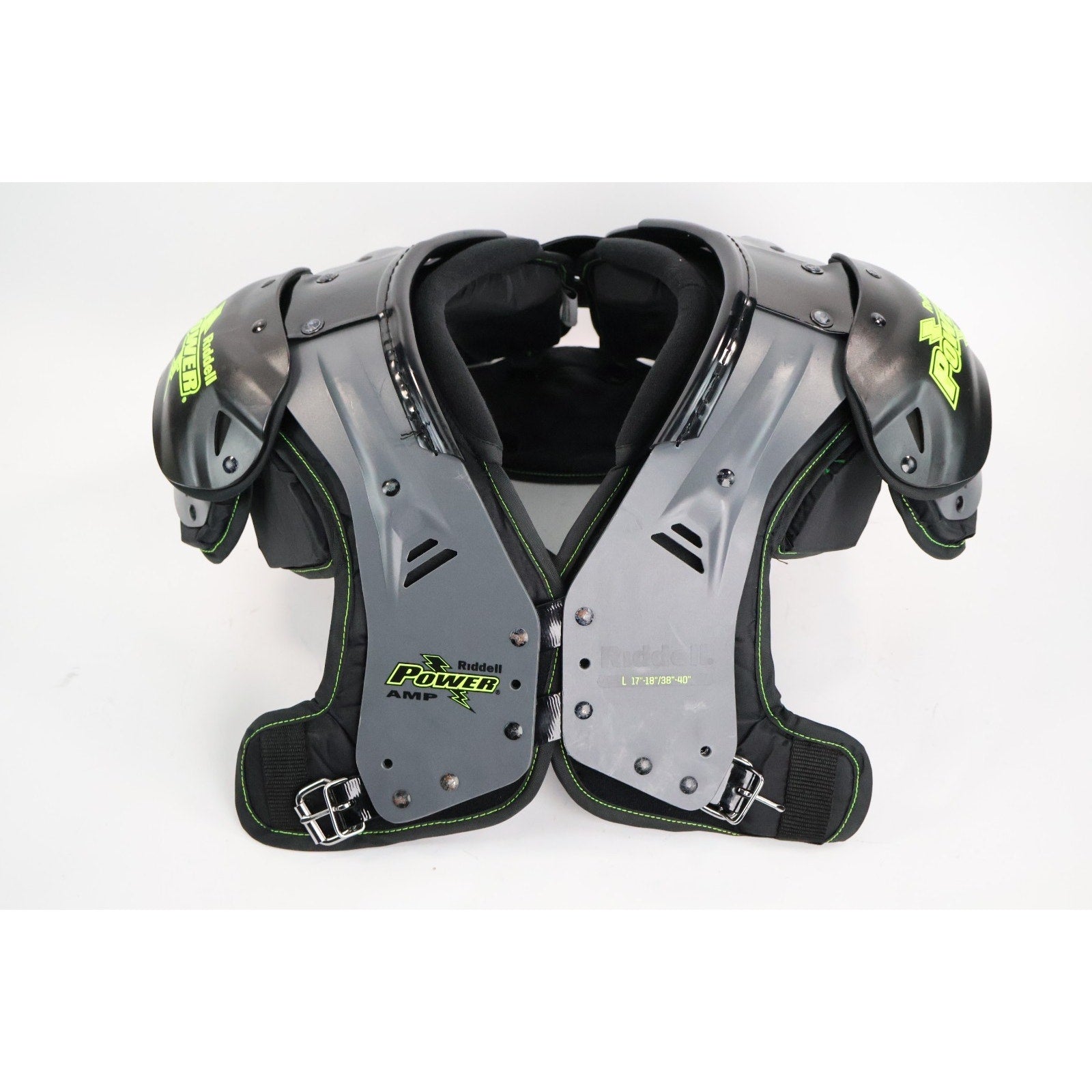Riddell Power Amp Football Shoulder Pads w/ Backplate Adult Large / Read