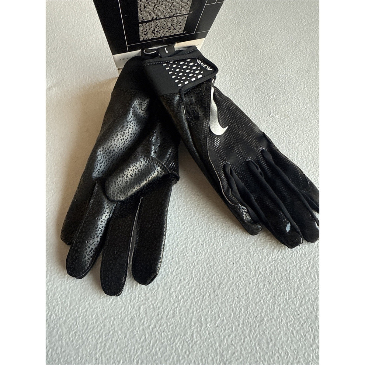 Nike Alpha Batting Gloves Youth Unisex Size LG Black/Black/Grey (INV324)