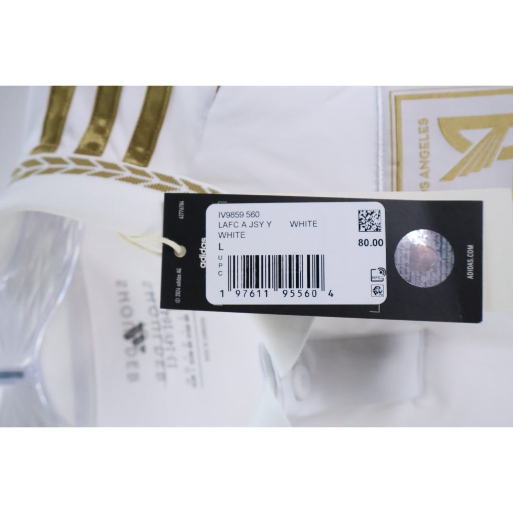 adidas LAFC 25/26 Away Authentic Jersey, Style# IV9859, Size Youth L, White NWT