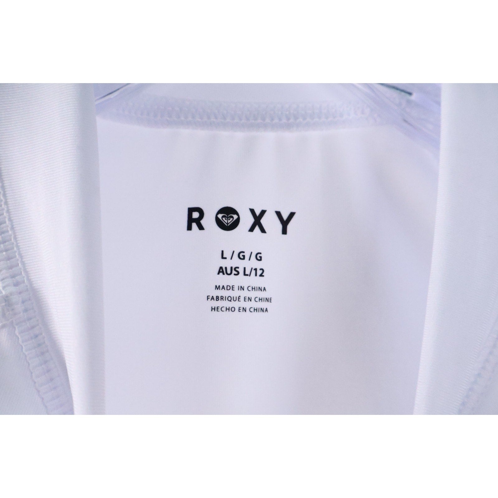 Roxy Whole Hearted White SS Women's Large Rashguard UPF 50+ Fitted Quick Dry