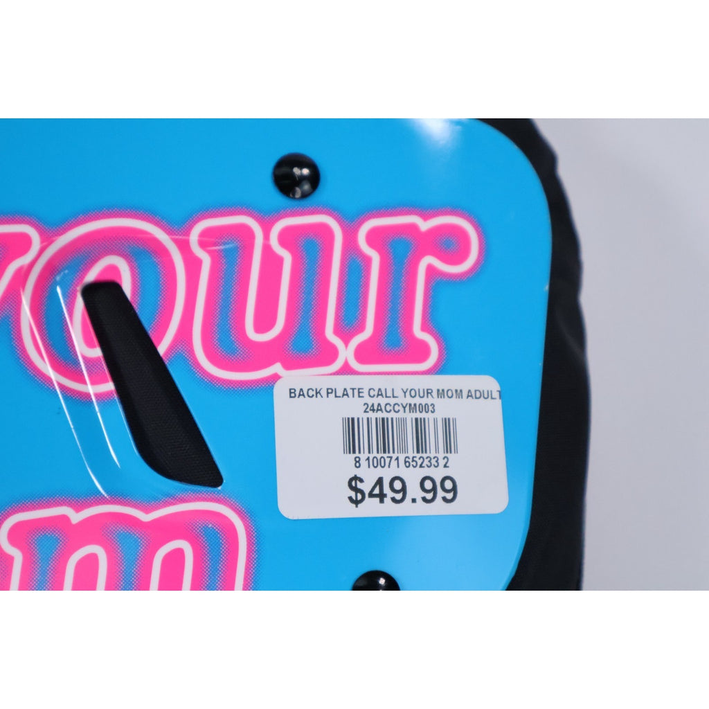 Battle Sports Call Your Mom Chrome Adult Football Back Plate Blue/Pink New Read