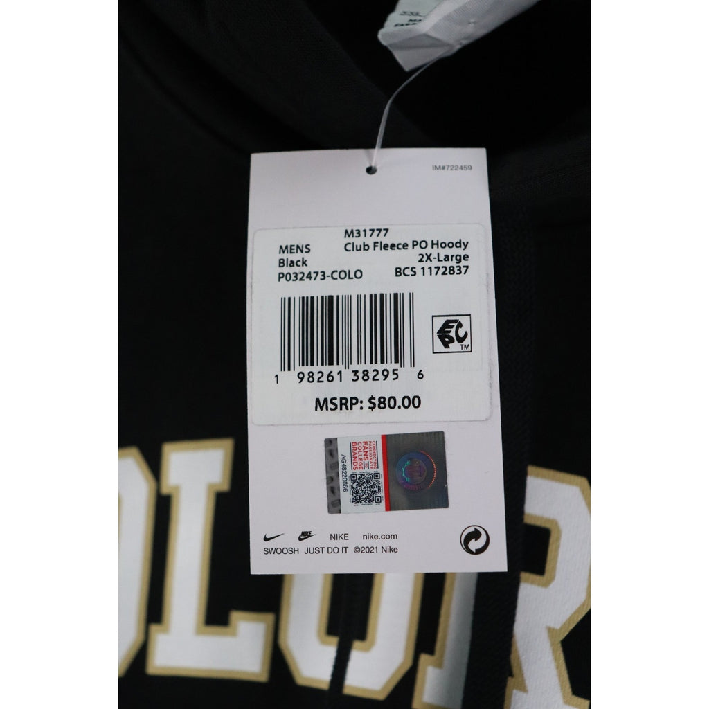 Nike Colorado Buffaloes Football Men’s 2XL Black Club Fleece Hoodie NWT