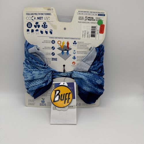 Buff Coolnet UV+ MultiFunctional Headwear Gaiter Pelagic Camo Blue, One Size NWT