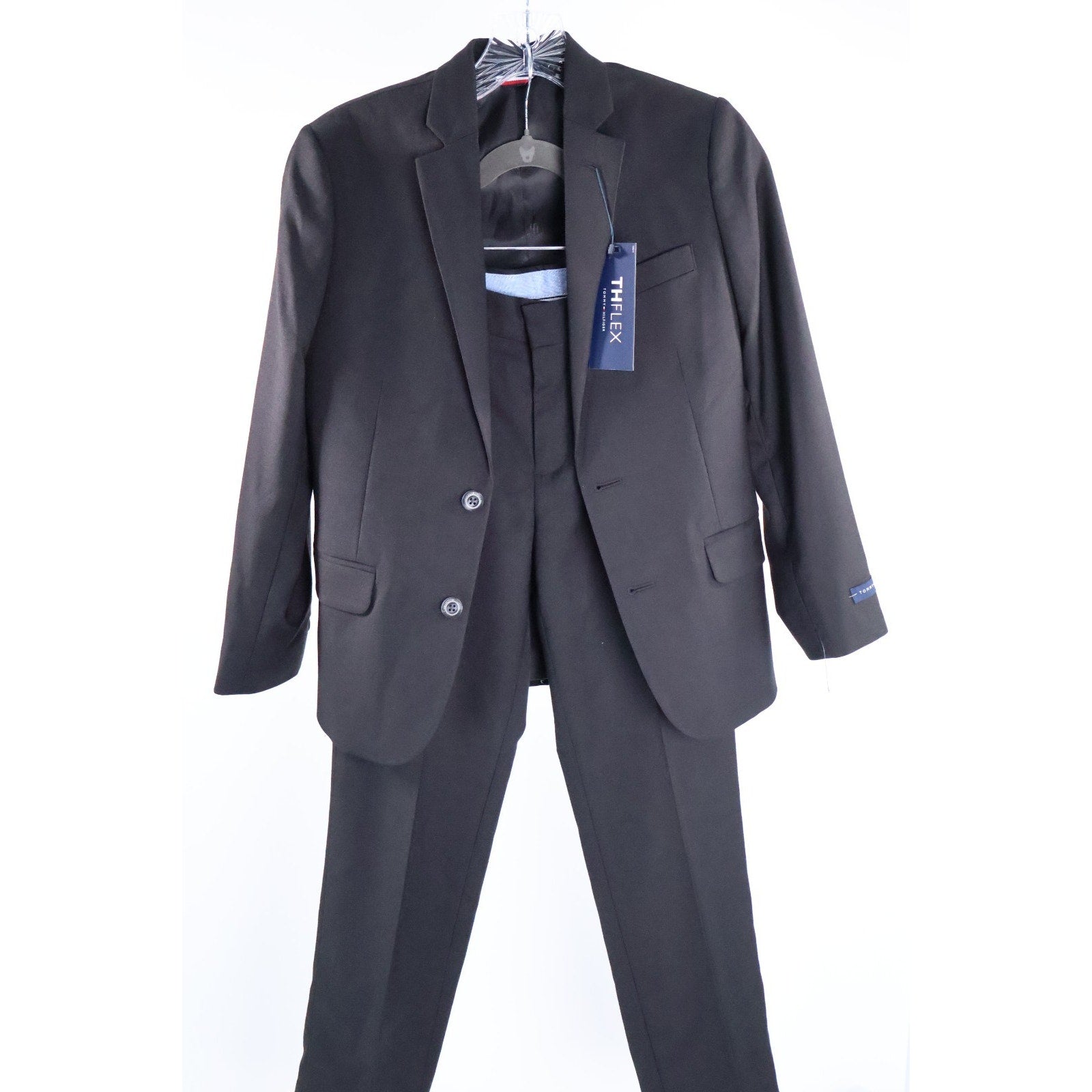 Tommy Hilfiger Boy's Black Modern-Fit Stretch Suit 2 Piece Jacket Pant Sz 10 NWT