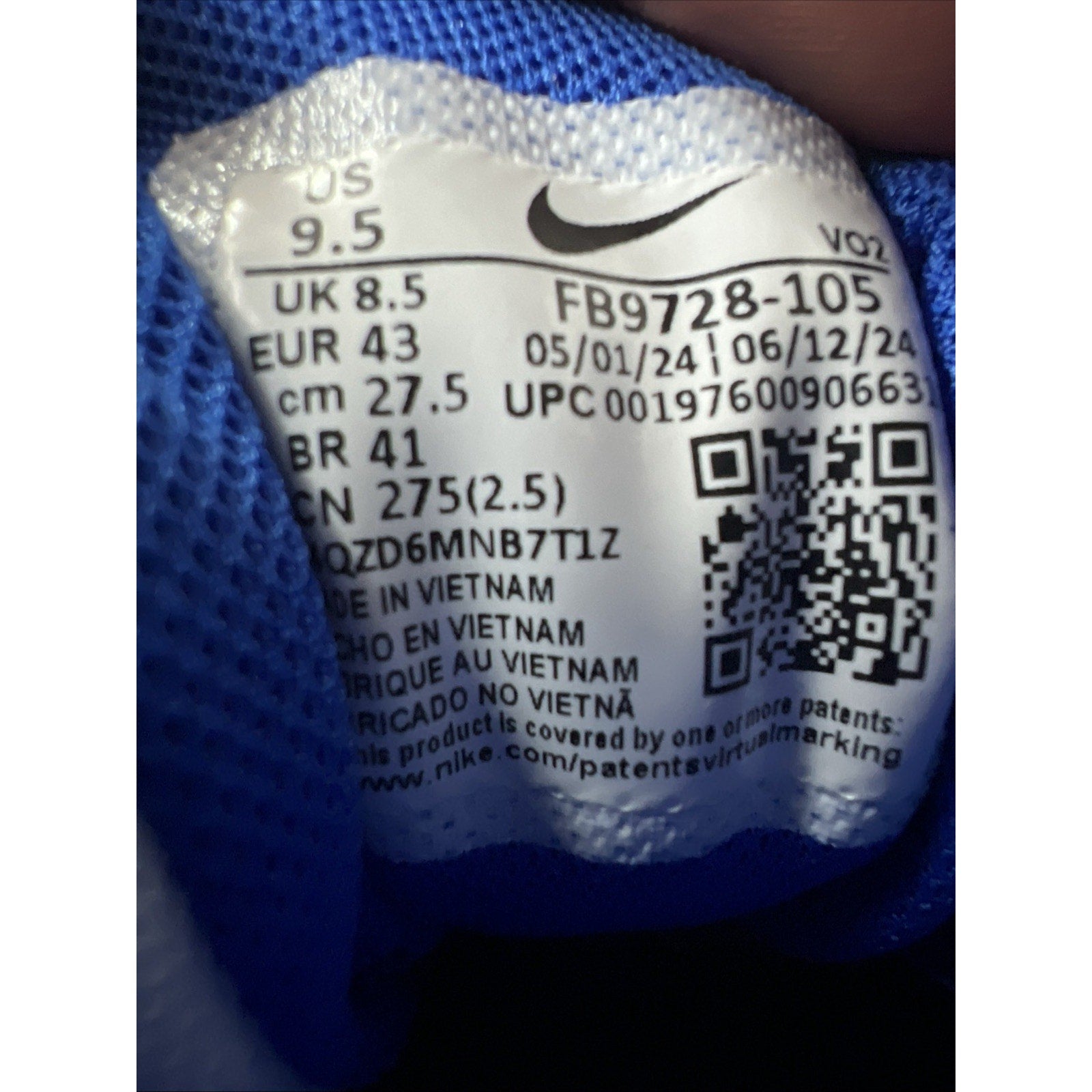 Nike Force Trout 9 Keystone White Blue Baseball Cleats FB9728-103 Size 9.5 NEW