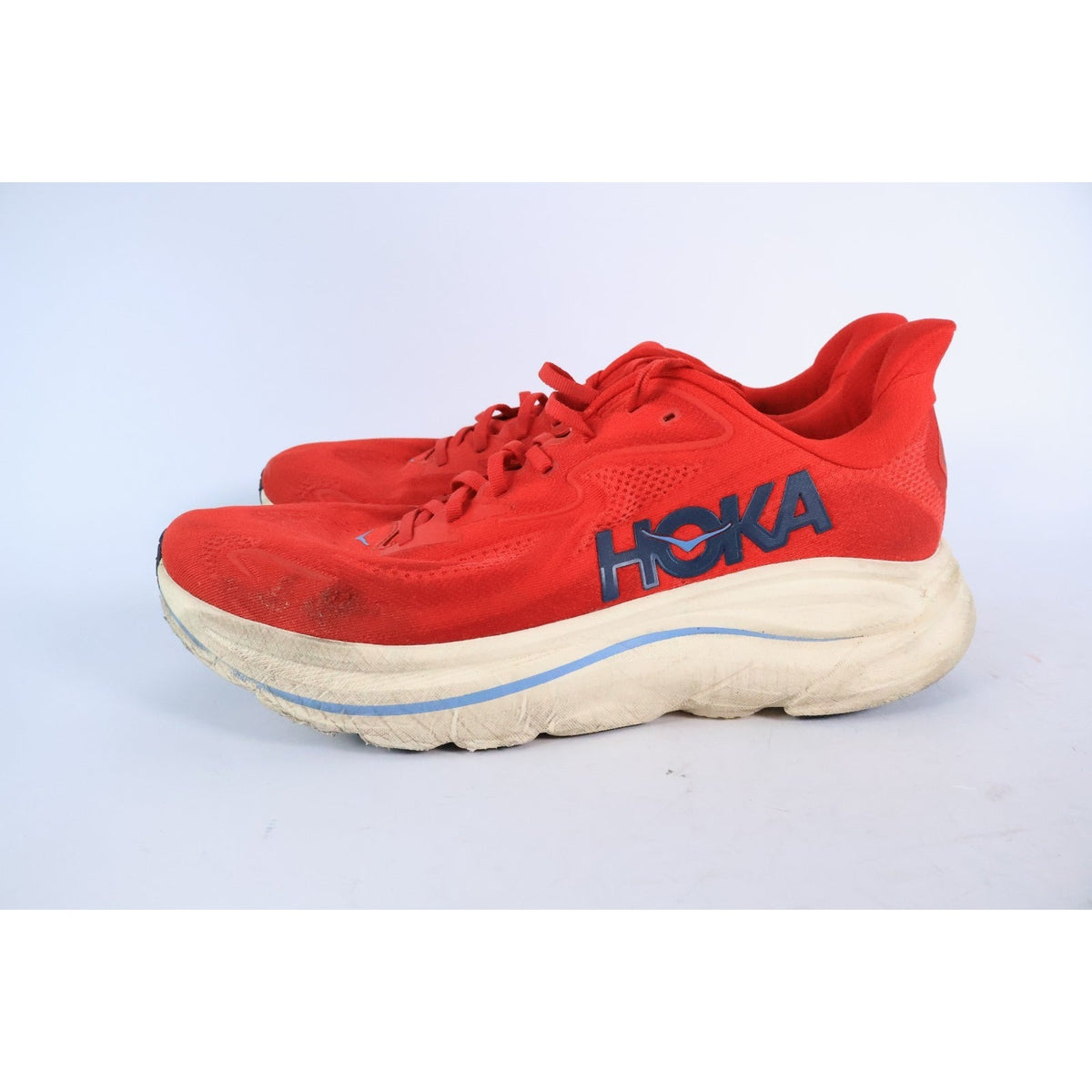 Hoka Clifton 10 Men's Size 13 Red White Athletic Running Shoes #305